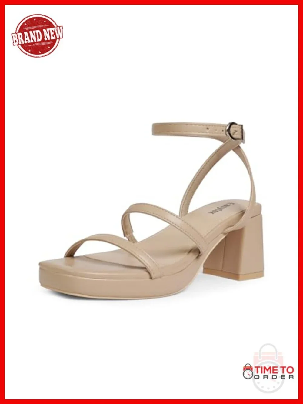 Easyfox Chunky Platform Heels Open Toe Block Heeled Sandals Faux Leather